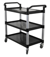 Nella Three Tier Bussing Cart with 19.5" x 31" Trays, Black