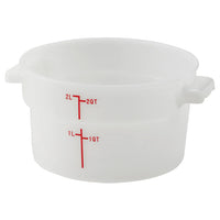 Winco 2 Qt Round Food Storage Container, White