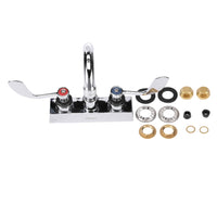 Encore 4" OC Deck Mount Faucet Ceramic Valves, 3-1/2" Rigid Gooseneck Spout, 4" Wrist Blade Handles