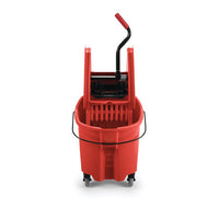 Rubbermaid WaveBrake 35 Qt Mop Bucket with Down Press Wringer, Red