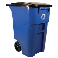 Rubbermaid Brute 50 Gallon Mobile Recycling Bin with Lid, Blue