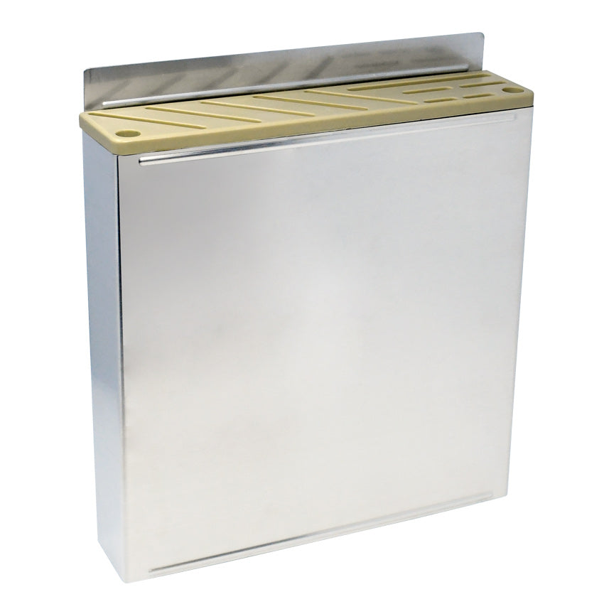 Nella Stainless Steel Knife Rack with Tan Plastic Insert, 12” x 2.5” x 12.25”