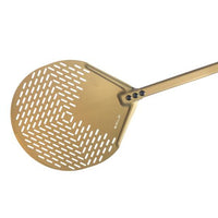 Gi Metal 14" Round Perforated Pizza Peel, 59" Handle Length