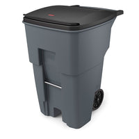 Rubbermaid Brute 95 Gallon Wheeled Rectangular Trash Can with Lid, Grey