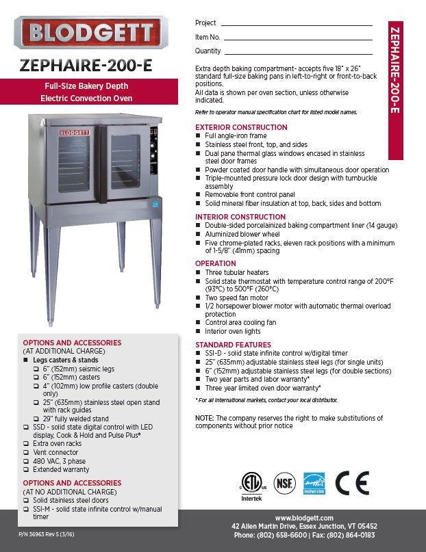 Spec Sheet