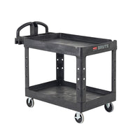 Rubbermaid Two Tier Heavy Duty Utility Cart with Ergonomic Handle, Black - 45.3" x 26" x 33.3"