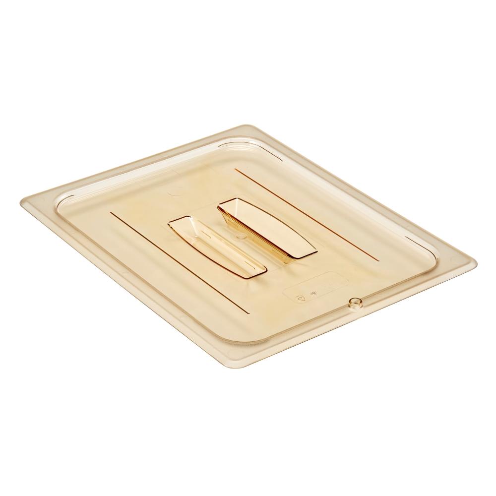 Cambro 20HPCH150 1/2 Size High Heat Flat Food Pan Cover with Handle, Amber