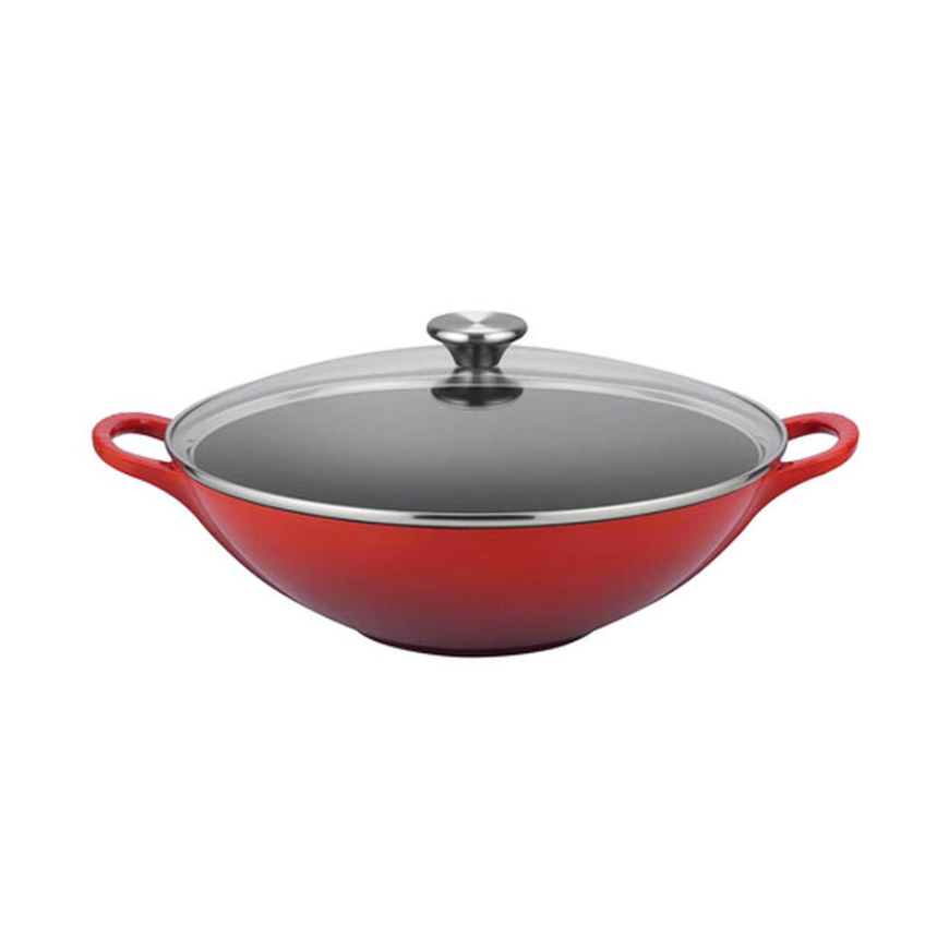 Le Creuset 4.8 Litre Wok with Glass Lid, Cerise – Nella Cutlery
