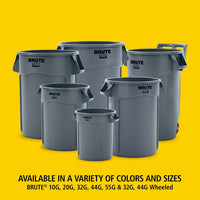 Rubbermaid Brute 10 Gallon Round Trash Can, Grey