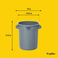 Rubbermaid Brute 10 Gallon Round Trash Can, Grey