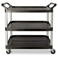 Rubbermaid Three Tier Utility Cart, Black - 40" x 20" x 37"