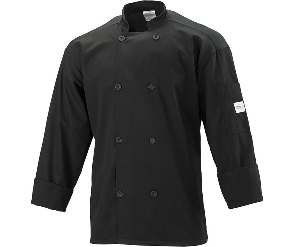 Mercer Culinary Long Sleeve Chef Jacket with Full Mesh Back, Black, Small