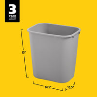Rubbermaid 7 Gallon Rectangular Wastebasket, Grey