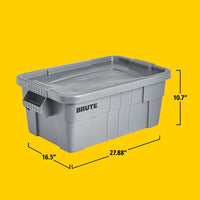 Rubbermaid Brute 14 Gallon Tote with Lid, Grey
