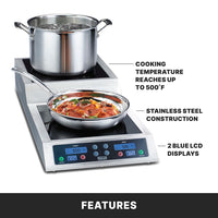 Waring Countertop Double Induction Step Up Range 208-240V 3600W