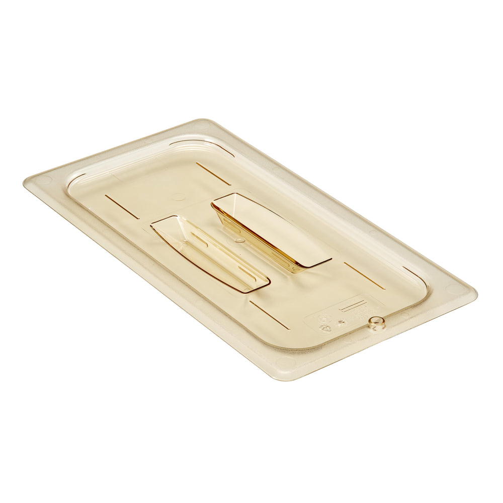 Cambro 30HPCH150 1/3 Size High Heat Flat Food Pan Cover with Handle, Amber