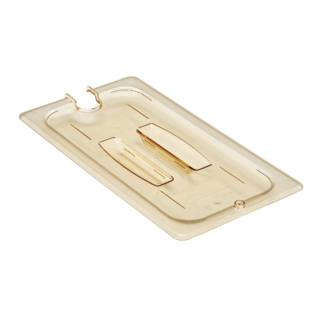 Cambro 30HPCHN150 1/3 Size Notched Food Pan Cover with Handle, Amber