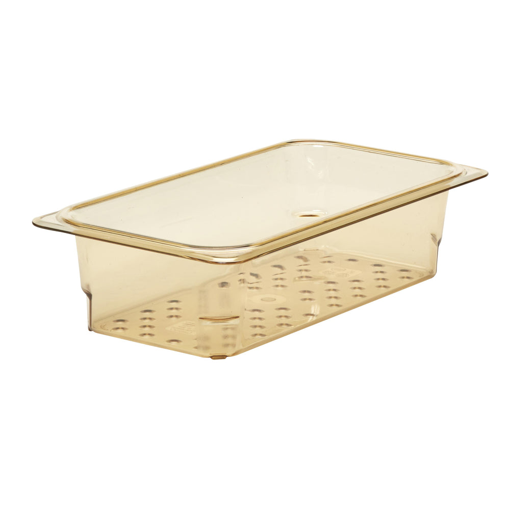 Cambro 33CLRHP150 1/3 Size 3" Deep High Heat Colander Pan, Amber