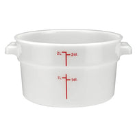 Winco 2 Qt Round Food Storage Container, White