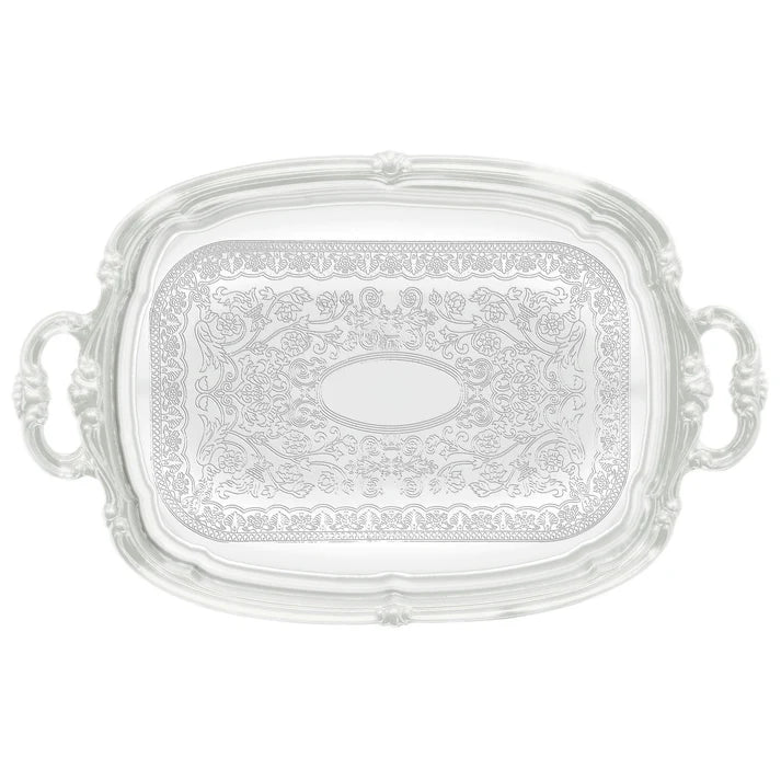 Winco 19.5" x 12.5" Rectangle Serving Tray, Chrome Plated