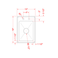 Nella One Tub Drop in Sink 10" x 14" x 10" with Flat Top