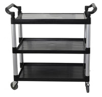 Nella Three Tier Bussing Cart with 19.5" x 31" Trays, Black