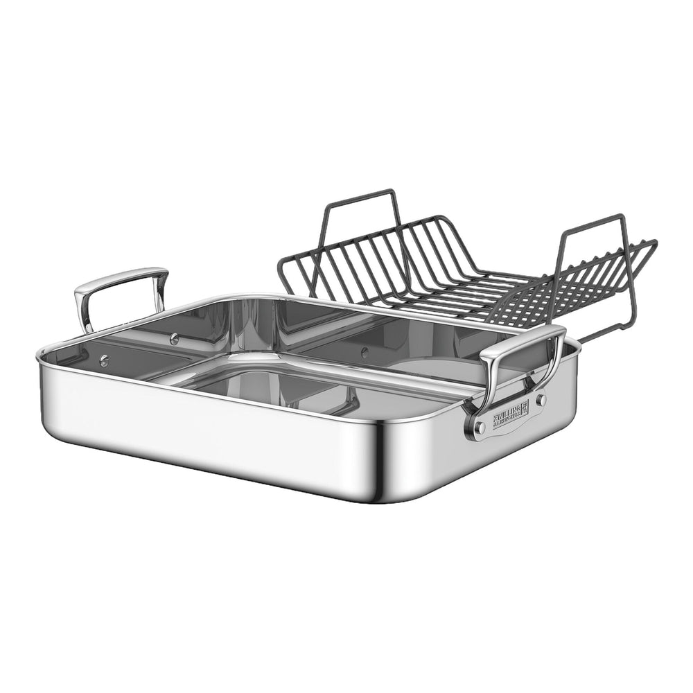 Zwilling Plus 16" x 13.75" Rectangle Roaster with Rack, Stainless Steel