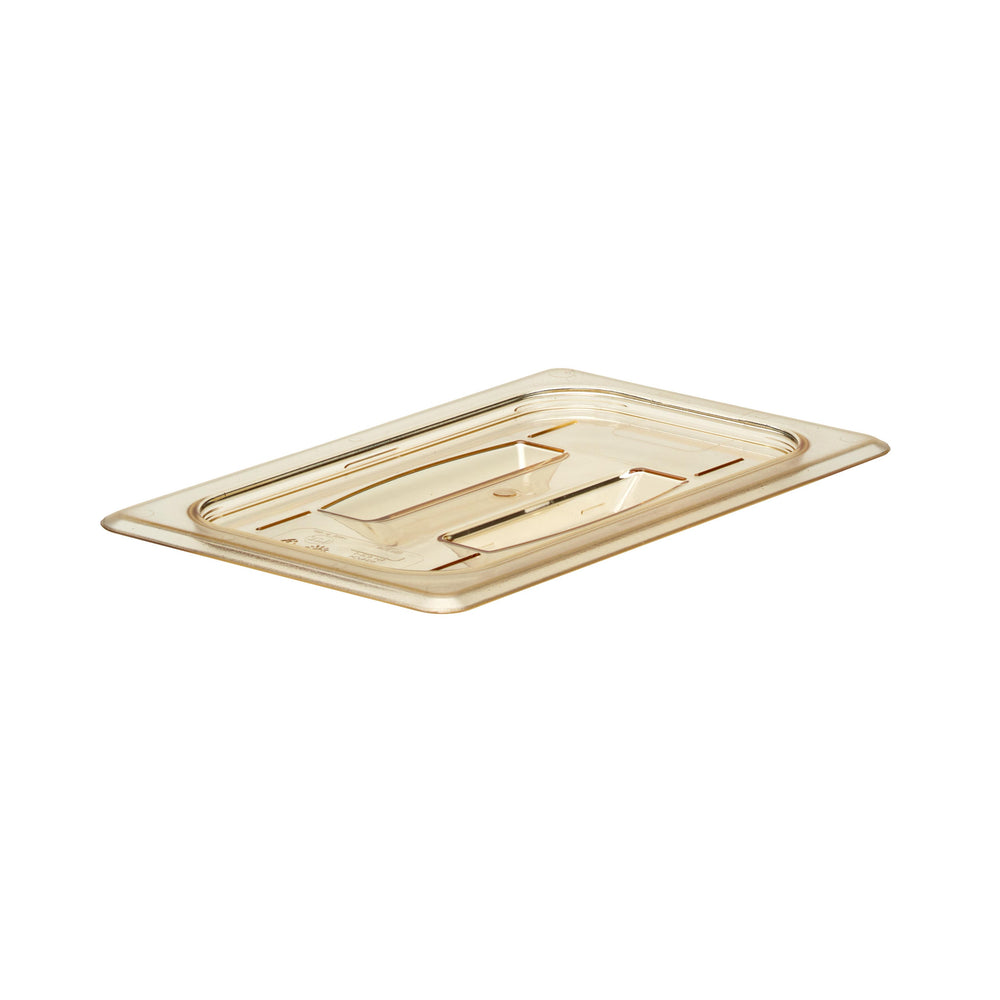 Cambro 40HPCH150 1/4 Size High Heat Flat Food Pan Cover with Handle, Amber