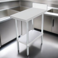 Nella 30" x 15" Filler Table with 4" Backsplash & Galvanized undershelf