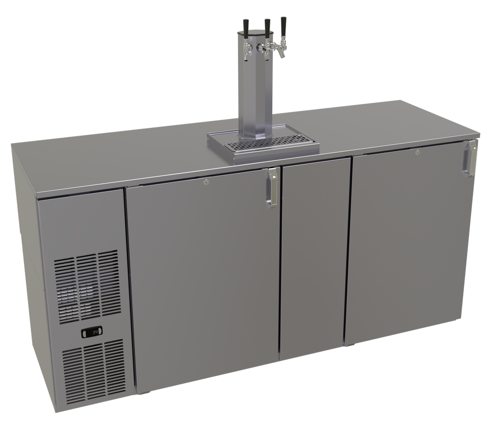 Glastender 72" Reach-In Keg Cooler with 3 Taps, One Zone