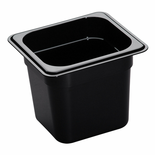 Cambro 66HP110 H-Pan 1/6 Size 6" Deep High Heat Plastic Food Pan, Black 6 /Case