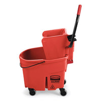 Rubbermaid WaveBrake 35 Qt Mop Bucket with Side Press Wringer, Red