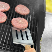 Outset Jackson Slotted Grill Spatula Stainless Steel, Acacia Wood Handle