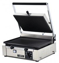 Trento Elite Series 10" x 14" Single Panini Grill with Grooved Surfaces 110V
