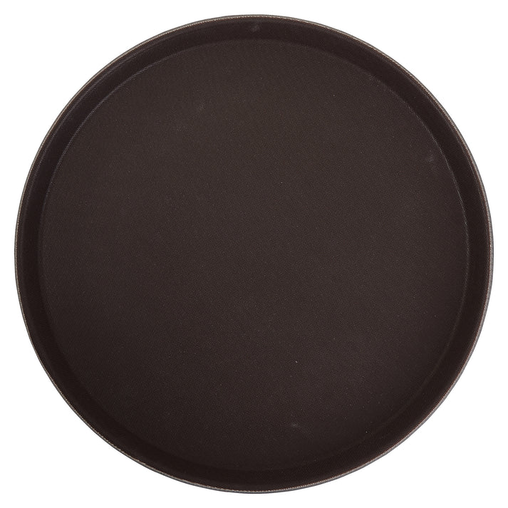 Winco 14" Round Serving Tray with Non Skid Surface, Brown