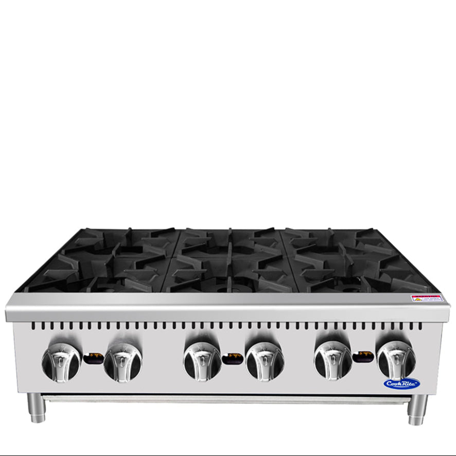Atosa Cookrite 36" Countertop Hotplate with 6 Burners, Natural Gas