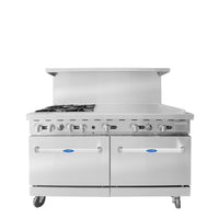 Atosa 60" Range with 4 Burners, 36" Griddle & 2 Standard Ovens Natural Gas 257,000 BTU