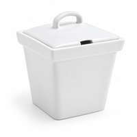 Front Of The House Mod 15 Oz Square Pot with Notched Lid, White, 6 /Case