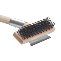 Winco 7" Pizza Oven Brush with Scrapper, 27" Handle