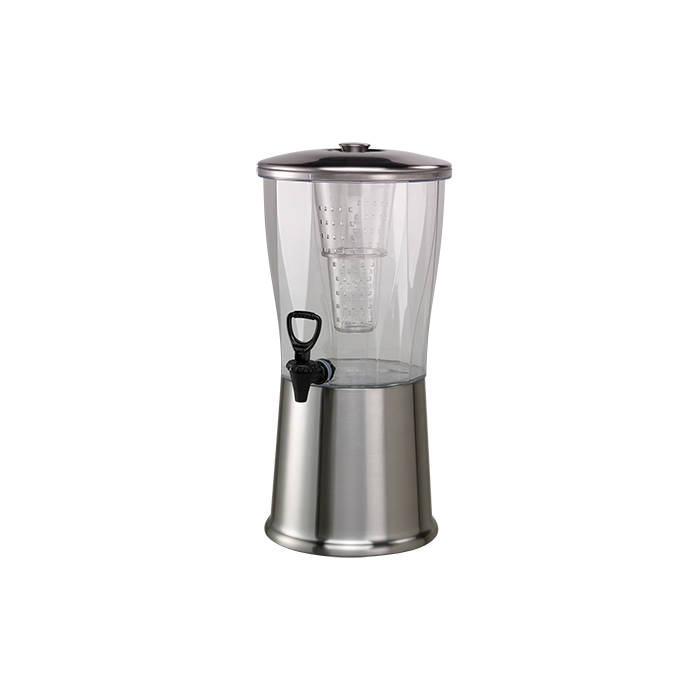Service Ideas 3 Gallon Beverage Dispenser with Infuser & Ice Tube, Stainless Steel