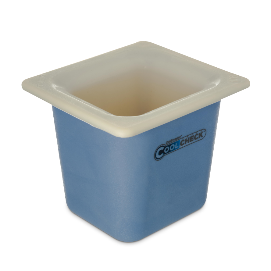 Carlisle Coldmaster Coolcheck 1/6 Size Insulated Food Pan, 6" Deep, White/Blue