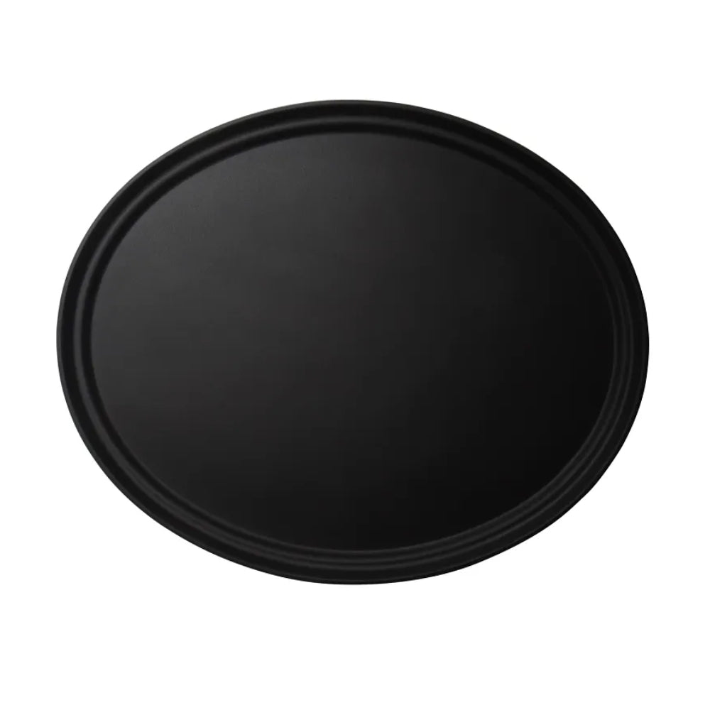 Cambro 22" x 27" Oval Serving Tray with Non Skid Surface, Black - 2700CT110