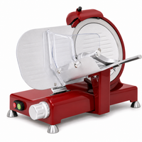 Greban Luxury 9" Meat Slicer with Red Base & Black Knobs, 0.19 HP