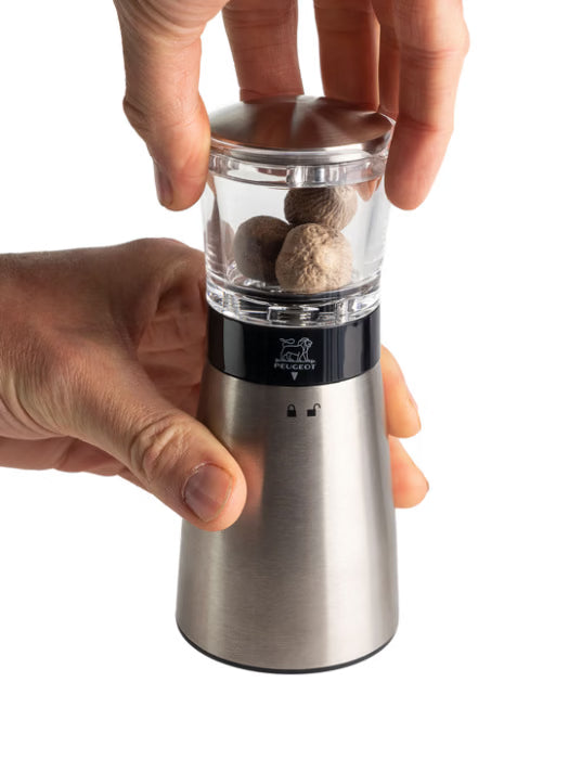 Peugeot Daman 6" Manual Nutmeg Mill, Stainless Steel and Acrylic