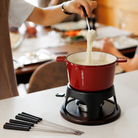 Swissmar Sierra 11 Piece Cast Iron Fondue Set, Cherry
