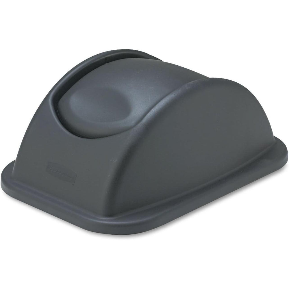 Rubbermaid Untouchable 7 Gallon Rectangular Soft Wastebasket Dome Swing Lid, Black