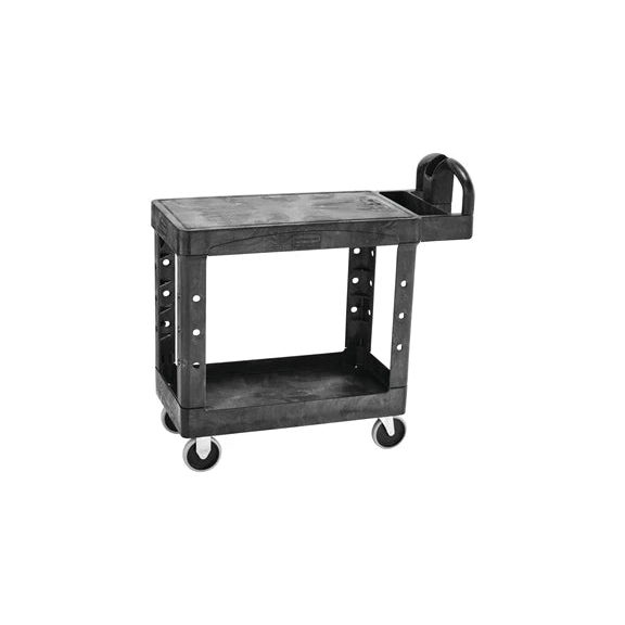 Rubbermaid Two Tier Utility Cart with Ergonomic Handle, Black - 38" x 19.3" x 33.4"