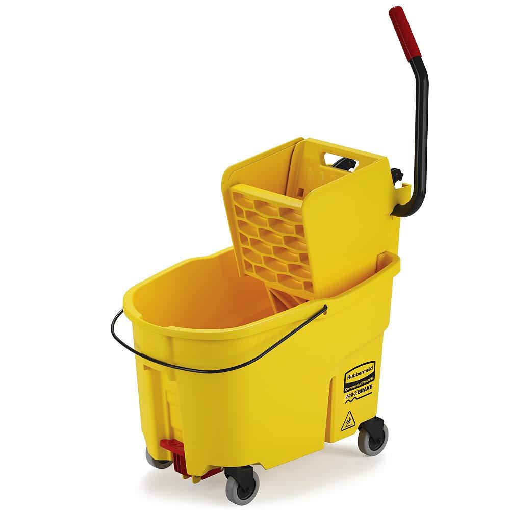 Rubbermaid WaveBrake 44 Qt Mop Bucket with Side Press Wringer, Yellow