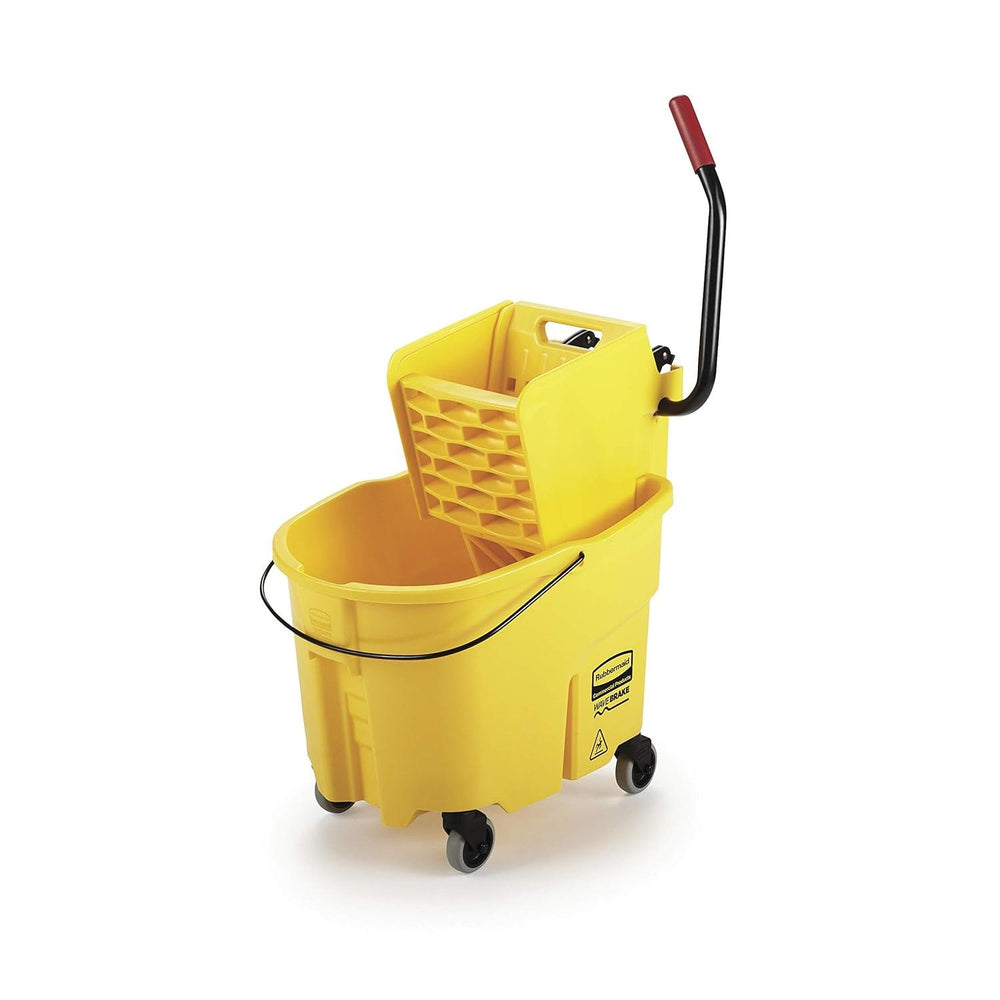 Rubbermaid WaveBrake 35 Qt Mop Bucket with Side Press Wringer, Yellow