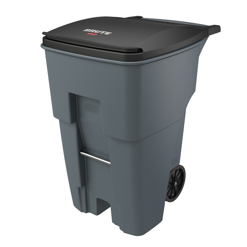 Rubbermaid Brute 95 Gallon Wheeled Rectangular Trash Can with Lid, Grey
